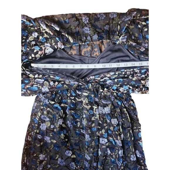 Modcloth Mini Dress Womens Small Whimsigoth Forest Fairy Velvet Flocked Wedding - Picture 7 of 9